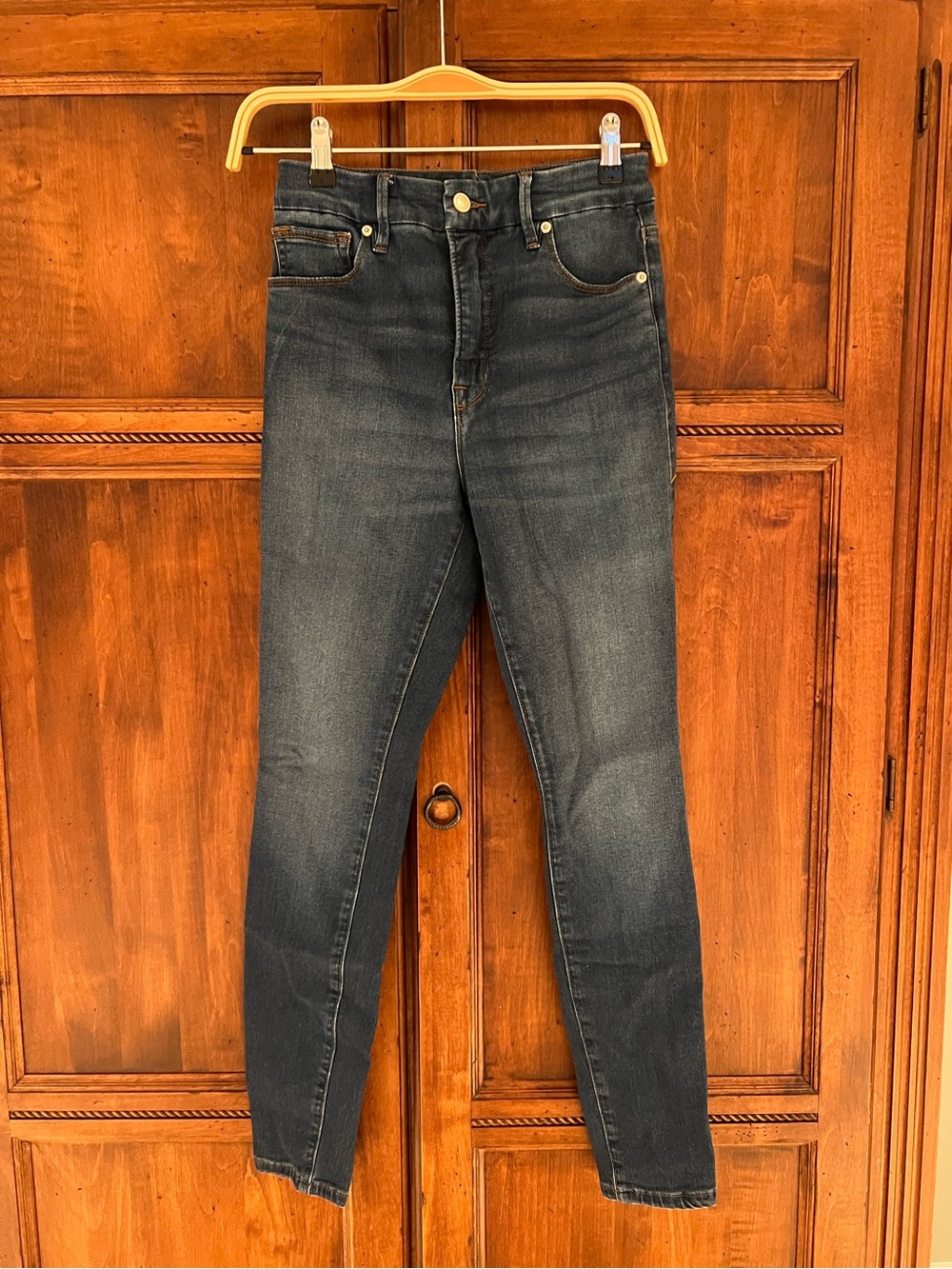 Good American Good Waist Skinny Jeans SZ 4/27 Blue796 Medium Wash High Rise